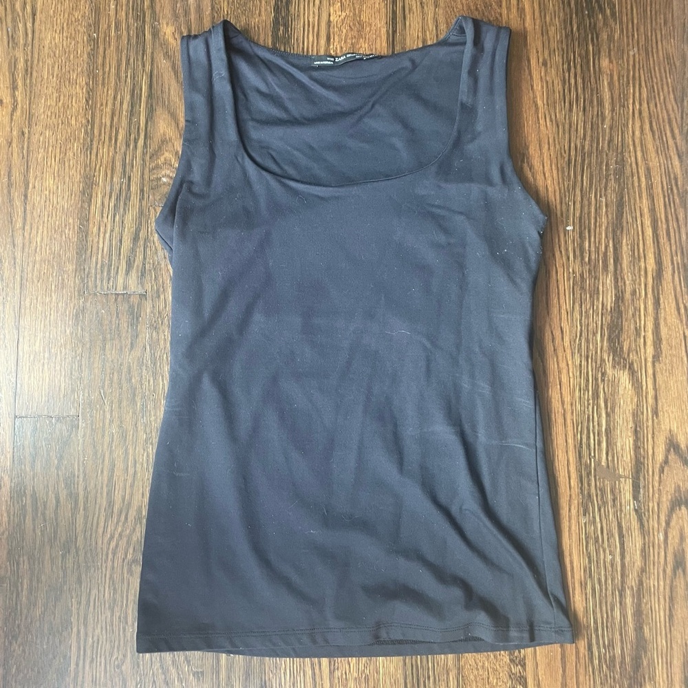 ZARA black tank with square neckline
